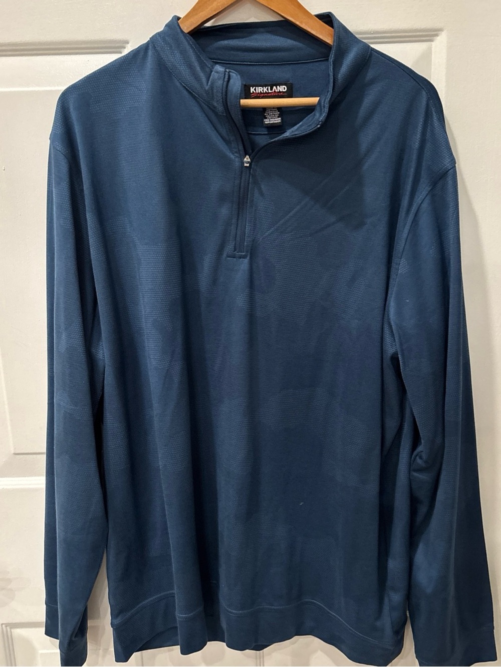 Kirkland Signature Men's Quarter Zip Top Blue XL Pullover Sweater